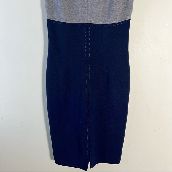 Luisa Spagnoli Grey Navy Sleeveless Pure Wool Dress Size 42 Italy Knee Length - Picture 8 of 11